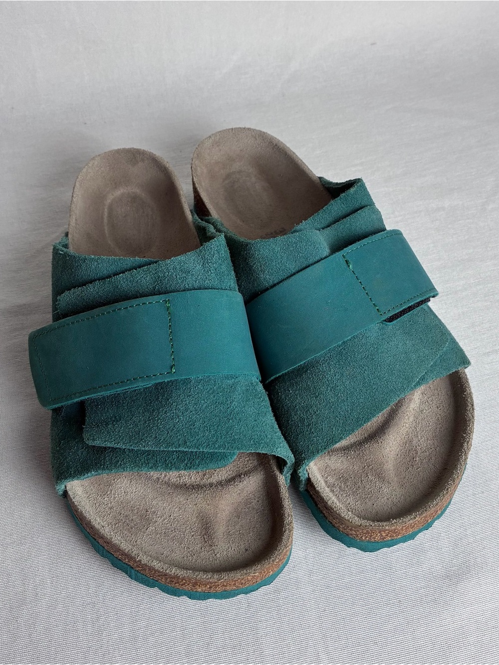 Birkenstock Kyoto Teal Suede Leather Slide Sandals Womens Size 39 / 8-8.5 EUC